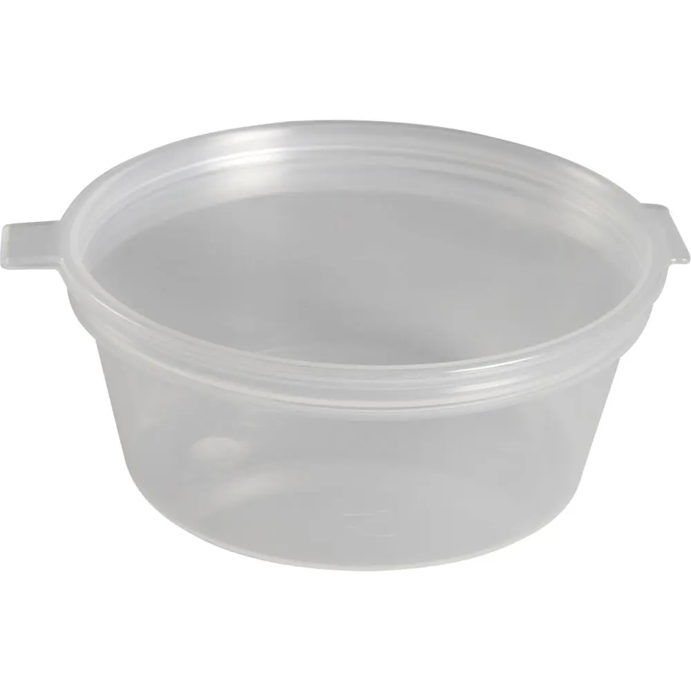 Dressingbæger, 2,5cm, Ø7cm, 60 ml,  klar, PP, med hængslet låg (1000 stk)
