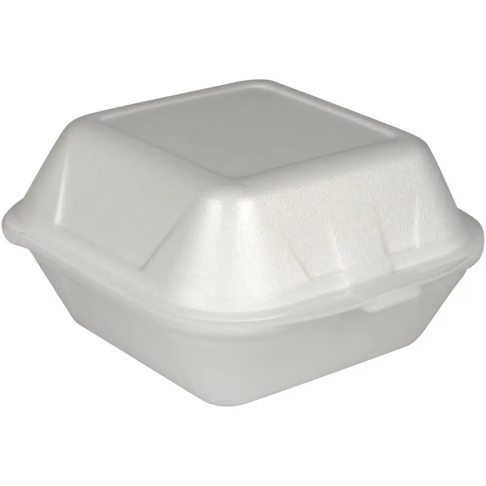 Burgerboks, 13,5x12,5x7cm, 500 ml, hvid, XPS, 1.150 ml, med hængslet låg (500 stk)