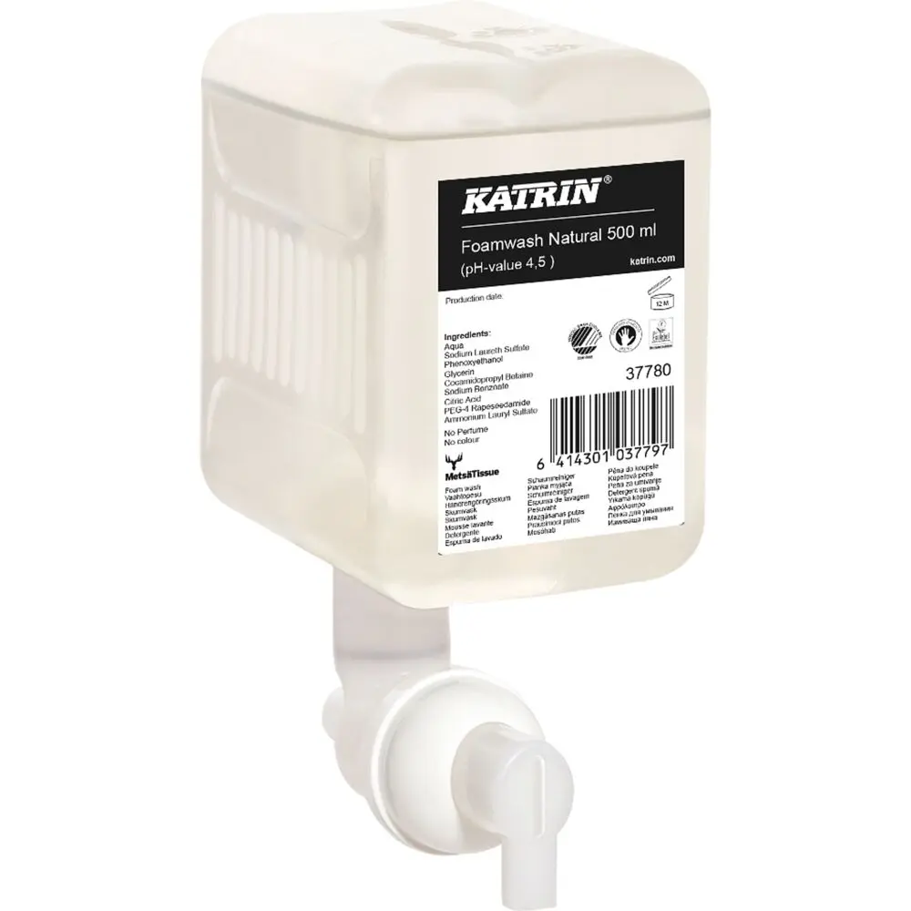 Skumsæbe, Katrin, 500 ml, uden farve og parfume,0,4 ml pr. dosering (12 stk)