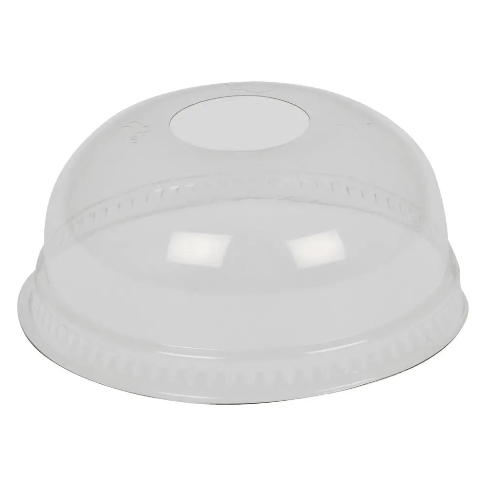 Låg, Ø9,5cm, klar, PET/RPET hvælvet med hul