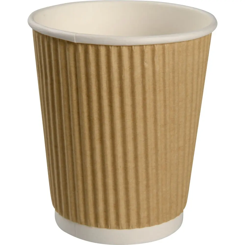 Kaffebæger, Ø8cm, 24 cl, brun, 8 oz, ripple (500 stk)