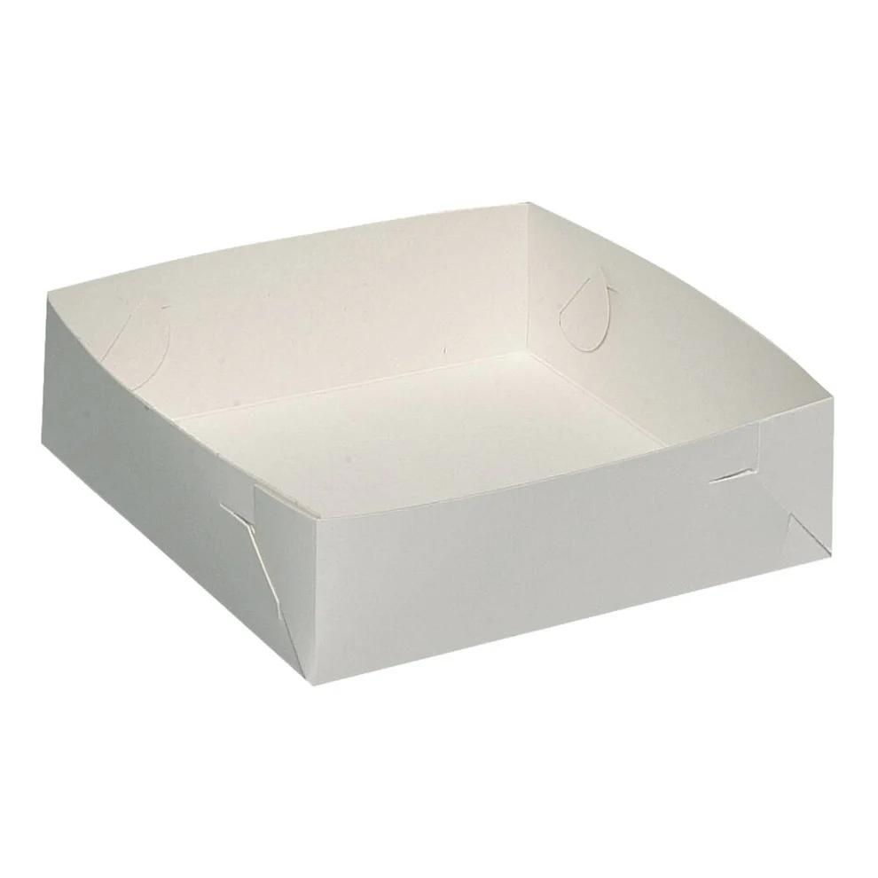 Kageæske, 15x15x4,5cm, hvid, karton, nr. 1, falseæskekarton (500 stk)