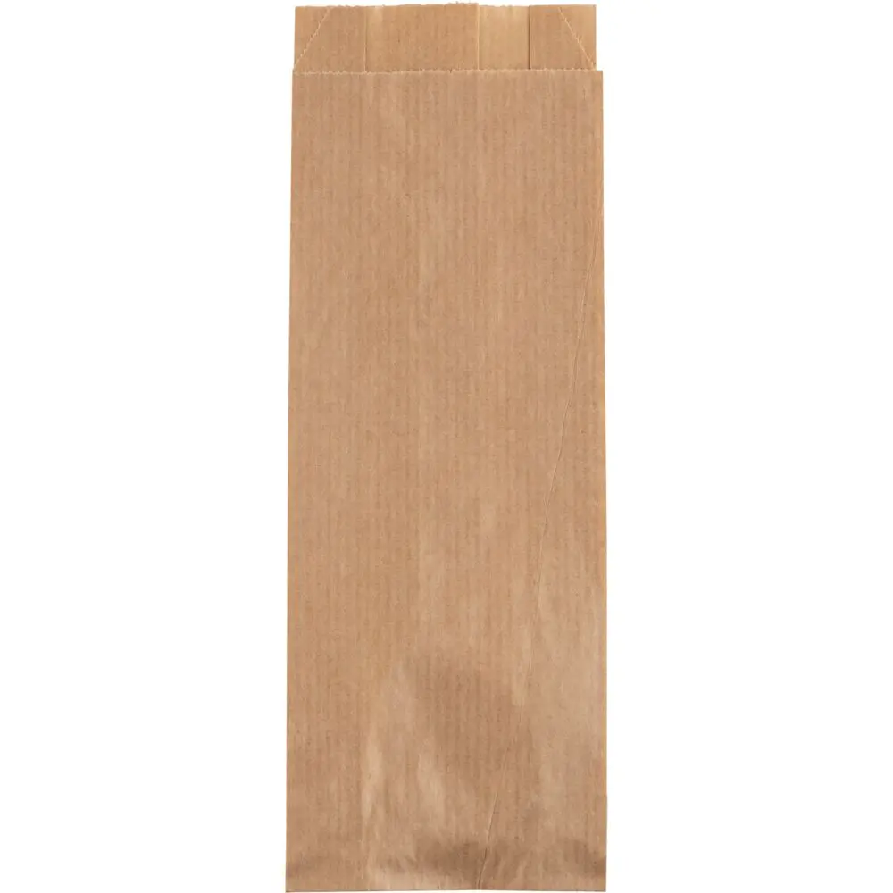 Hotdog pose, 19x7cm, brun, papir, med fals, lille (1000 stk)