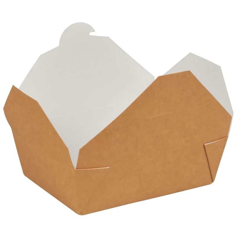 Takeaway boks, 14x10x5cm, 750 ml, brun, kraft/PE, stor