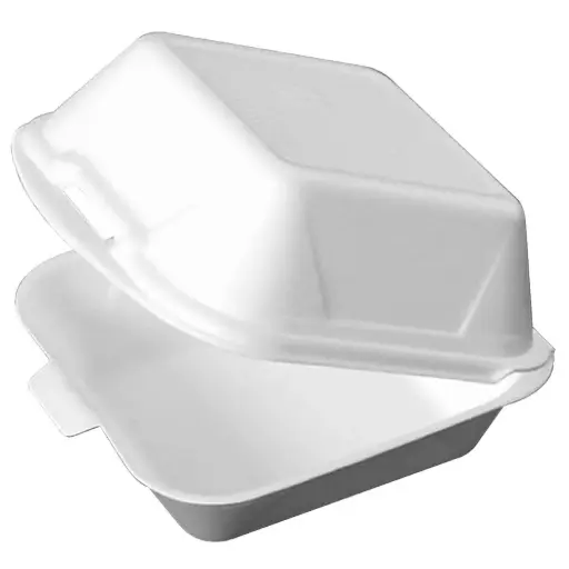 [576304] Burgerboks, 15,5x15,5x8cm, 1900 ml, hvid, XPS, med hængslet låg, medium (500 stk)