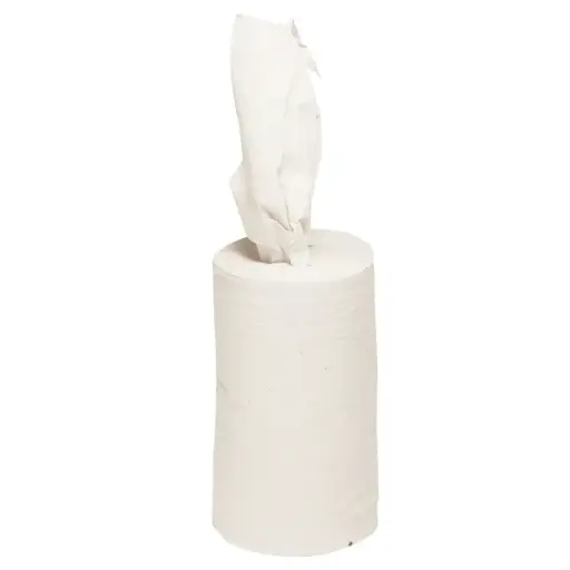 [615007] Håndklæderulle, neutral, 1-lags, Mini, 120m x 20,3cm, Ø13,5cm, hvid, genanvendt papir, uden hylse (12 rl/krt)