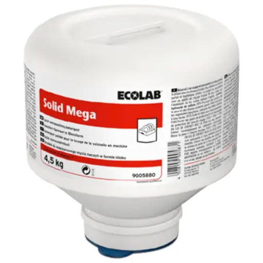 [199990370801] Maskinopvask, Ecolab Solid Mega, med klor, uden farve og parfume, 4,5 kg (4 stk)