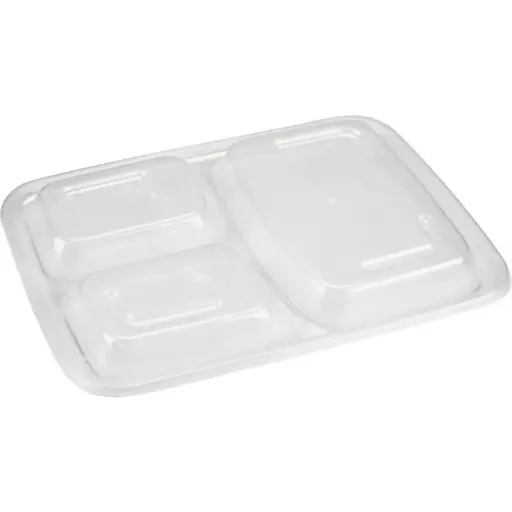 [1999916770] Låg til take-away bakke, 3-rums, 22,9x17,3x1,8cm, klar, PP (400 stk)