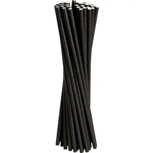 [1000011029] Sugerør, 25cm, Ø8mm, sort, papir (2000 stk)