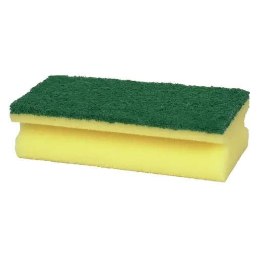 [497405] Skuresvamp, 9x5,5x2,8cm, grøn, polyester/polyether, grov skureeffekt (100 stk)